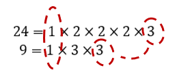 The common factors of 24 and 9 are 1 and 3