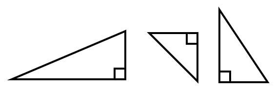 A triangle rotated three different ways