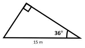 A triangle with a right angle and an angle of 36 degrees