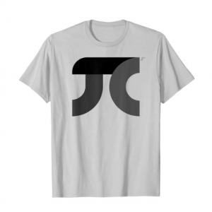 A t-shirt with a grey and black pi symbol on it