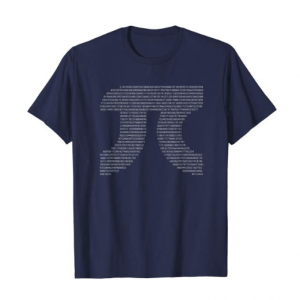 A t-shirt with the numbers of pi forming a pi symbol